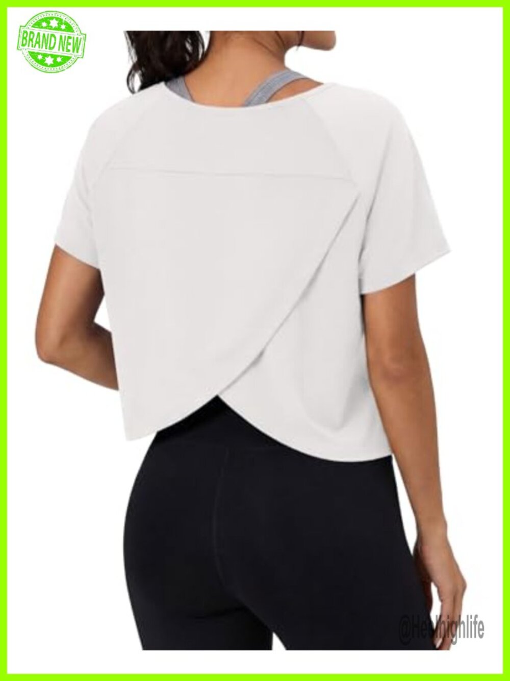 Women's Short Sleeve Crop Workout Top Crisscross Back Yoga Gym Shirt